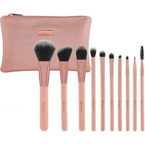 PRETTY IN PINK 10 PIECE BRUSH SET WITH COSMETIC BAG